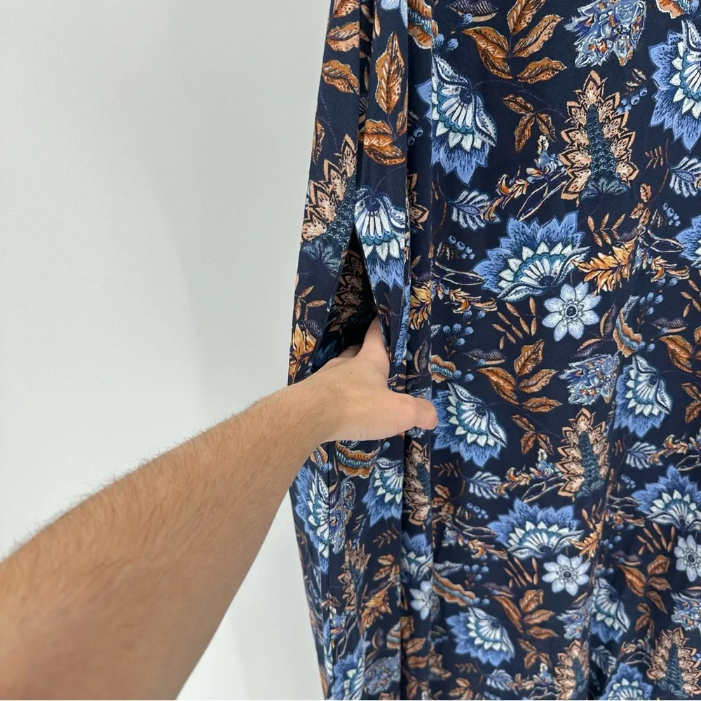Soft Surroundings Kara maxi dress in blue and brown floral pattern Size XL - Picture 4 of 5